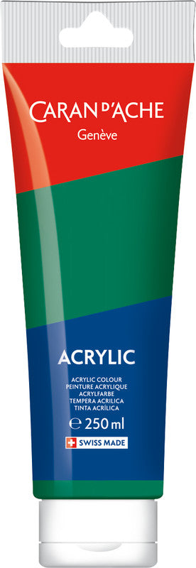 Caran d'Ache Acrylfarbe – Smaragdgrün 210 – 250 ml Tube – für Leinwand, Holz, Metall