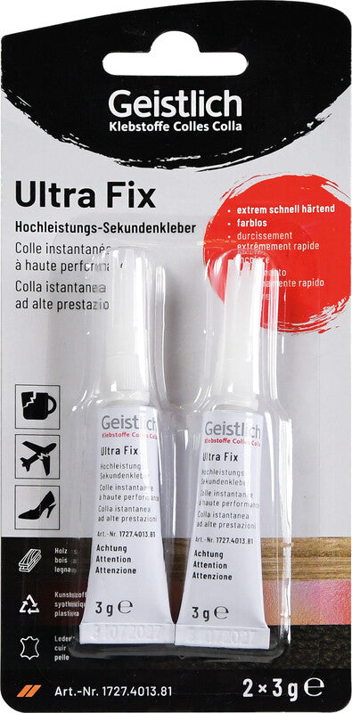 Geistlich Sekundenkleber permanent – 2 × 3 g, für Holz, Porzellan, Metall …