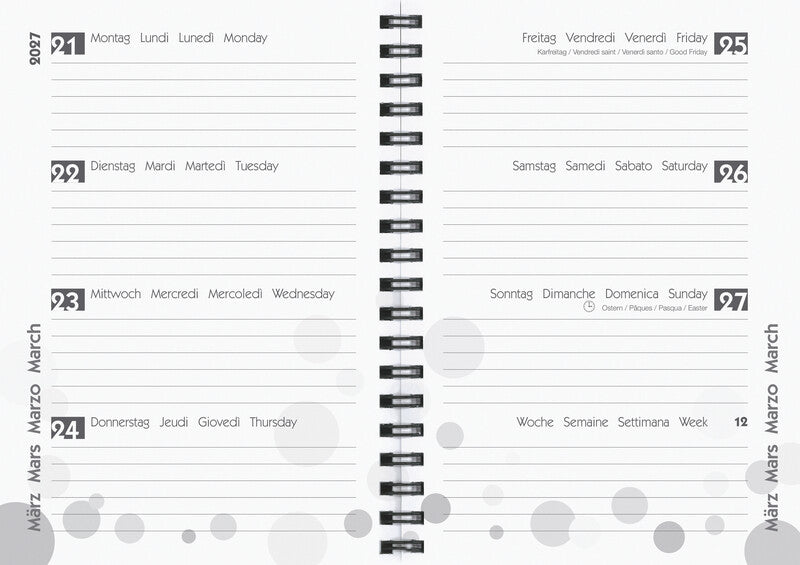 Biella mydiary Schüleragenda – 1 Woche/2 Seiten, Wire-O, 12 × 16,5 cm, Aug–Jul, City, FSC