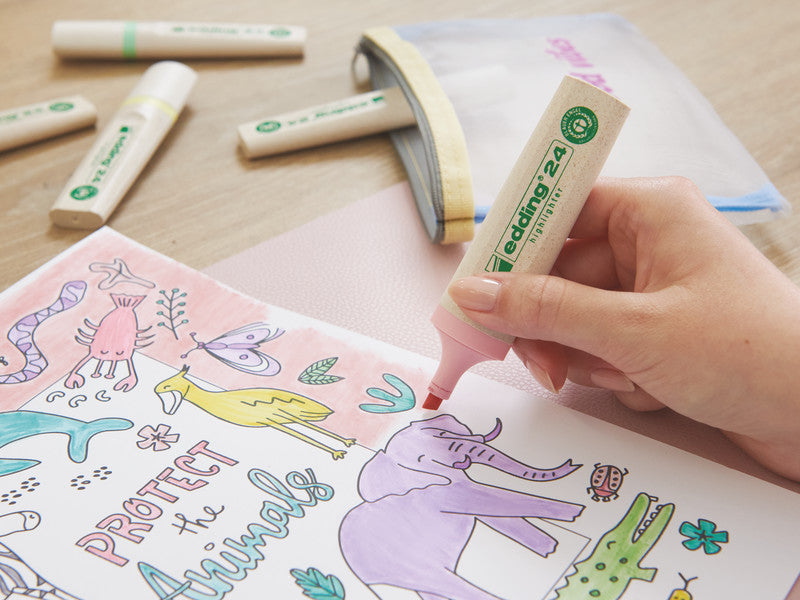 Edding EcoLine Textmarker Pastellrosa – Keilspitze, 2–5 mm, nachfüllbar, Blauer Engel