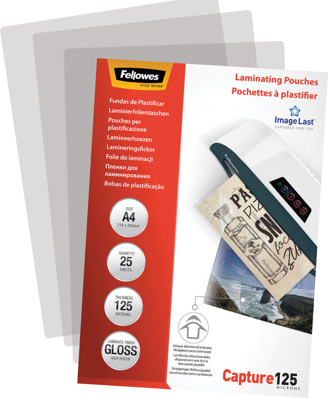 Fellowes Laminierfolien A4 – 125 µm, glänzend, 25 Stück