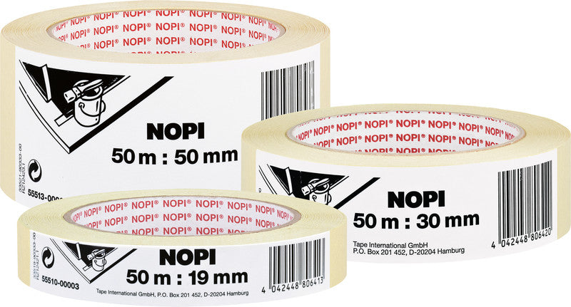 Nopi Krepp-Abdeckband – 30 mm × 50 m, beige, für den Innenbereich