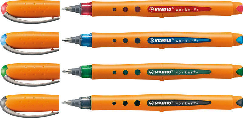 STABILO worker+ – Tintenroller, mit Kappe, 0,5 mm, schwarz