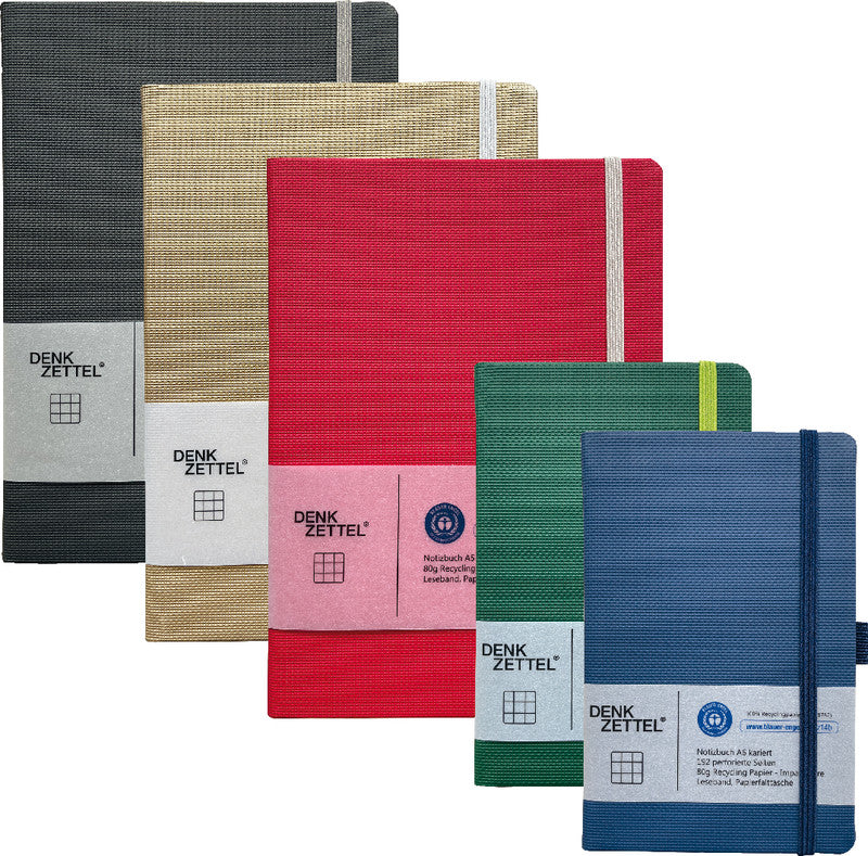 Denkzettel Notizbuch, A6, kariert, Fadenheftung, Hardcover, 192 Seiten, perforiert, 80 g/m² – schwarz