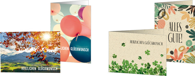 Sigel Grusskarte Luck – A6 (105 × 148 mm) – mit Umschlägen, Text DE, für Inkjet/Laser/Kopierer
