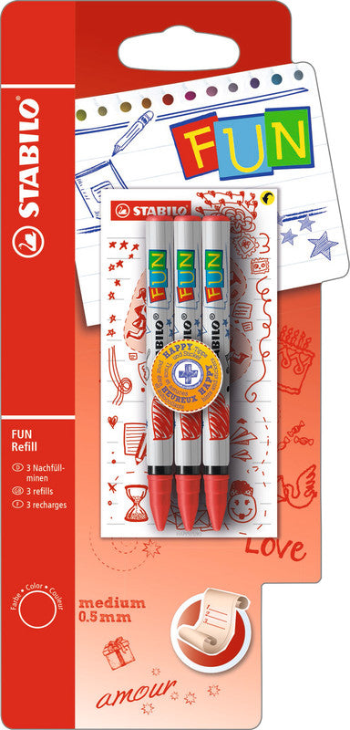 STABILO Tintenrollerpatronen – rot, 0,5 mm, geruchsarm, 3 Stk.