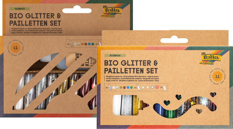 Folia Glitzer- und Pailletten-Set – sortiert, 20 Stück – aus PLA – zum Basteln