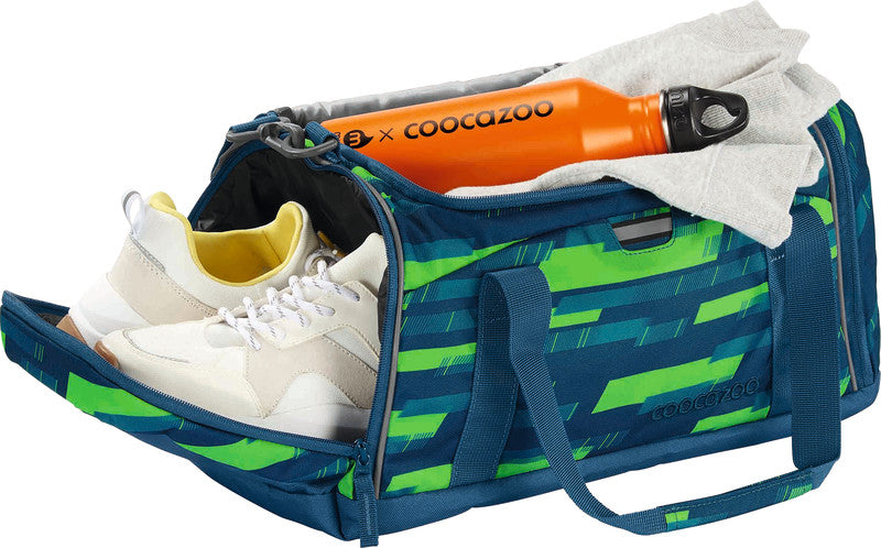 Coocazoo Sporttasche – 20 l, Motiv Lime Stripe, mit Schultergurt, wasserabweisend, 40 × 24 × 23 cm