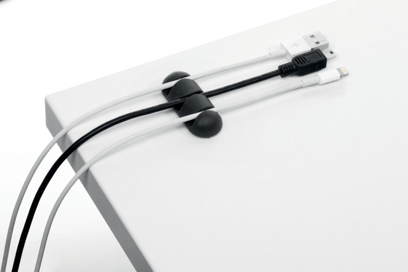 Durable Kabel-Clip – Kunststoff, Graphit, selbstklebend, biegeweich, für Telefon- und USB-Kabel bis Ø 5 mm