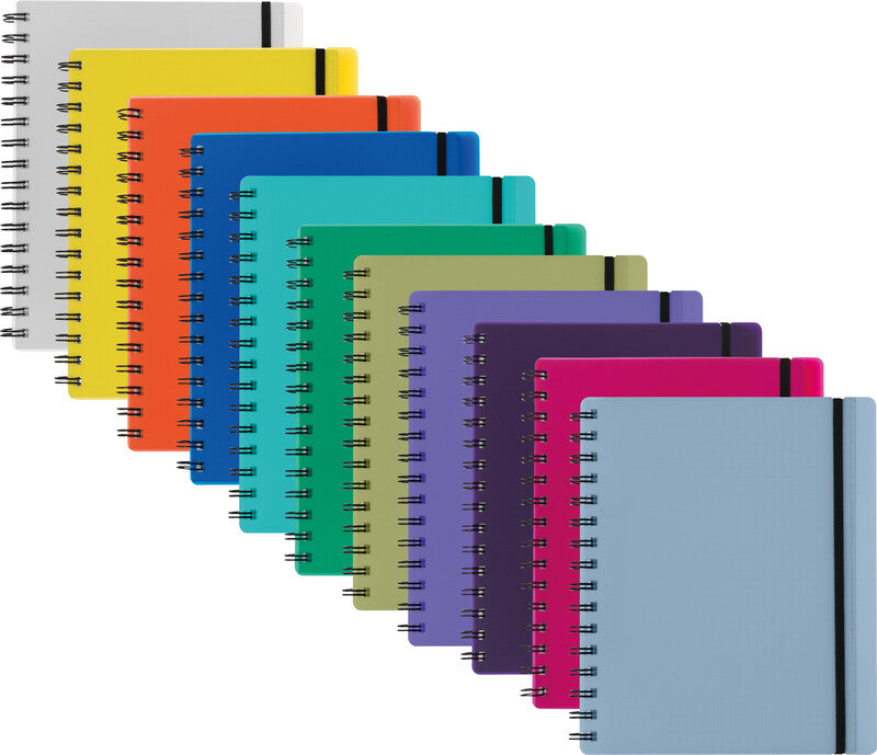 Kolma Collegeblock – A4 – Spiralbindung, 4-fach gelocht, perforiert, Gummiband, Einstecktasche, olivgrün