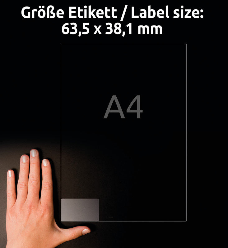 Avery Folienetiketten, 63,5 mm × 38,1 mm, transparent, Folie, permanent