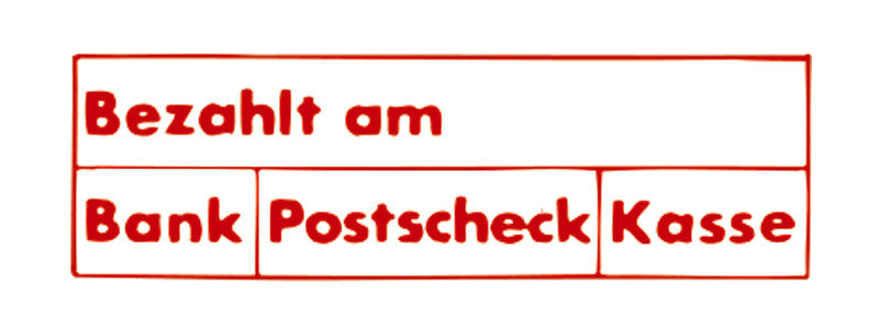 X-stamper Motivstempel – Motiv: Bezahlt am …, selbstfärbend, Kunststoff, 13 × 42 mm, Deutsch, rot