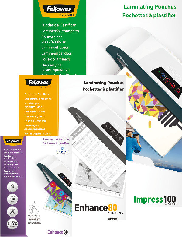 Fellowes Laminierfolien A3, matt – 125 µm, 303 × 426 mm, 100 Stk.