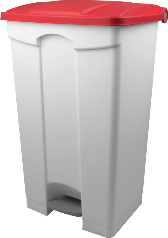 Helit Abfallcontainer – 90 l – mit Deckel – Kunststoff, Weiss – B × H × T 500 × 830 × 410 mm