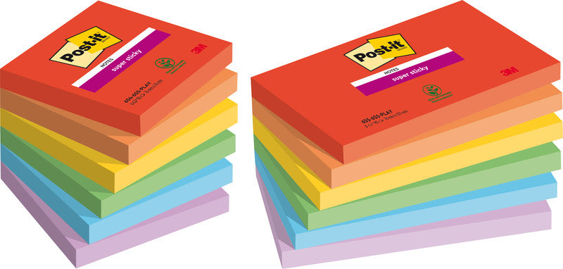 Post-it Super Sticky Haftnotizen – 127×76 mm – sortiert, 6×90 Blatt, PEFC
