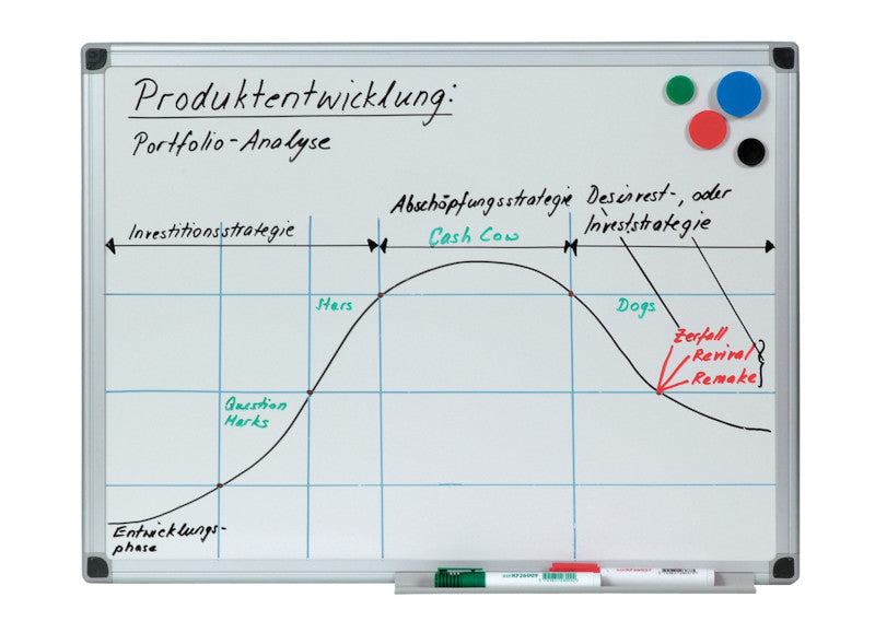 Q-connect Whiteboard – 180 × 90 cm, Emaille, magnetisch, Aluminiumrahmen, Wandmontage, inkl. Stifteablage
