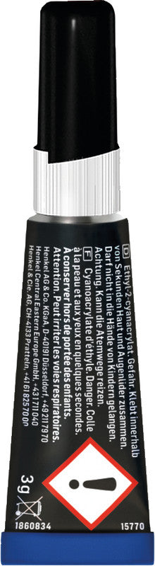 Pattex Sekundenkleber – Tube, permanent, transparent, tropffrei, 3×1 g