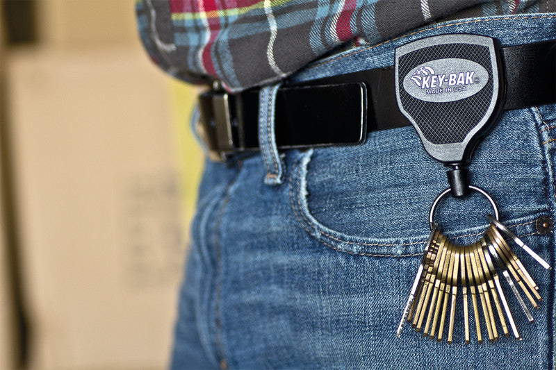 Key-bak Super 48 Schlüsselanhänger – Kunststoff, L 190 mm, Schwarz, Gürtelklemme, Kevlar-Auszugsschnur 1,20 m