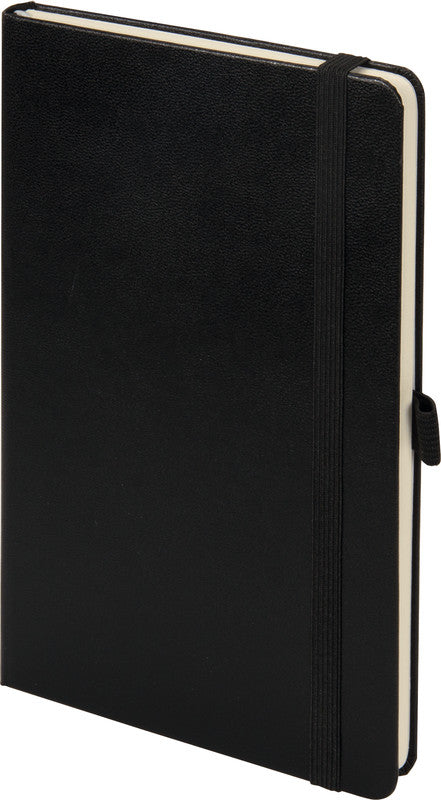 Biella Notizbuch, 125 × 195 mm, punktkariert, Fadenheftung, 192 Seiten, 80 g/m² – schwarz