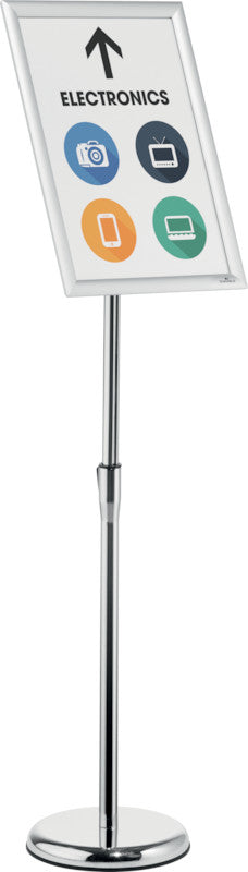 Durable Infoständer – für A3 Hoch-/Querformat, silber, Metall, 250 × 250 × 1290 mm