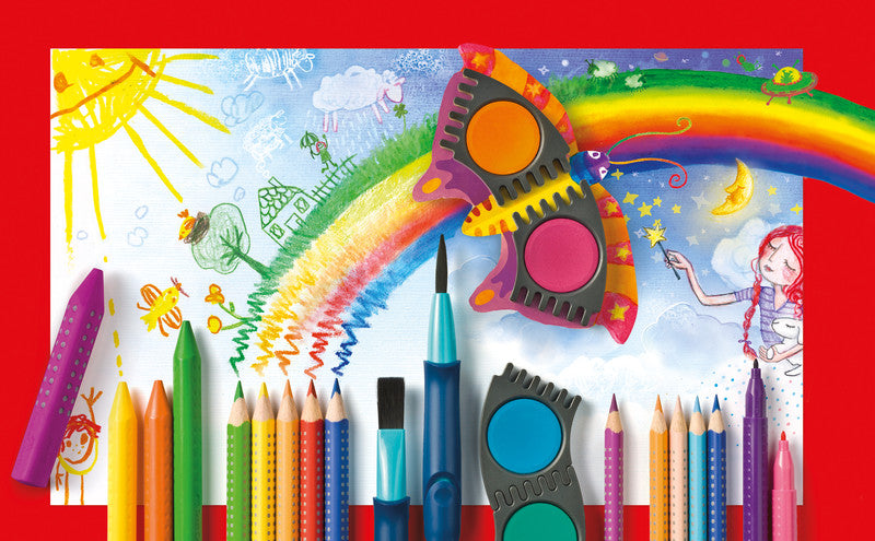 Faber-Castell Aquarellfarbstifte Jumbo Grip – 6 Farben, im Kartonetui, Ø 5,3 mm, dreikantig, FSC