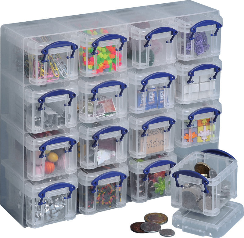Really Useful Boxes Organizer-Set – Kunststoff, transparent, 31 × 37,5 × 12 cm – 16er-Pack