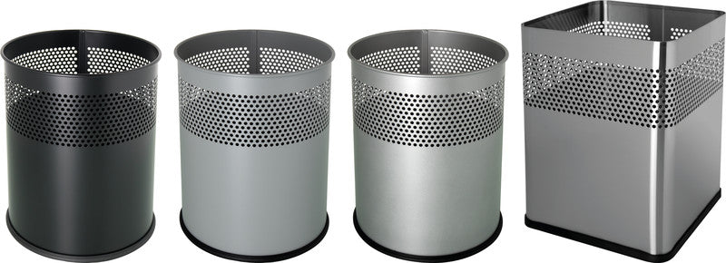 Helit Papierkorb the dot – 18 l – Stahl, silber – Ø 240 × H 325 mm