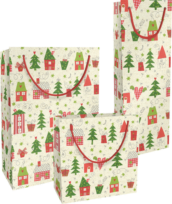 Braun + Company Geschenkbox – Bullerbü, Weihnachten – Flaschentüte – für Flaschen – 120 × 360 × 100 mm