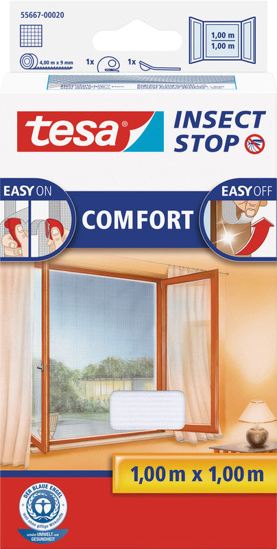 tesa Fliegengitter – für Fenster – 100 × 100 cm – weiss