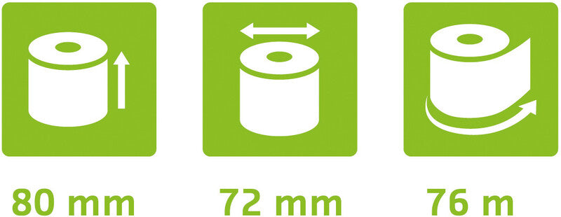 Exacompta Thermorolle 80 × 72 × 12 mm, 76 m, 52 g/m², phenolfrei, weiss
