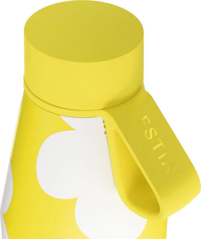 Estia Flow Isolierflasche 500 ml – Doppelwandig 12 h Heiss/24 h Kalt, Edelstahl, Schraubdeckel, Yellow Daisy