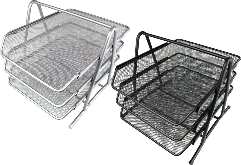 Helit Briefkorb – Metall, für A4, C4, 3 Fächer, glänzend, silber, B 295 × H 270 × T 350 mm