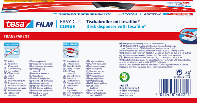 tesa Tischabroller – für Rollenbreite bis 19 mm, für Bandlänge bis 33 m, rutschfest, Metallmesser