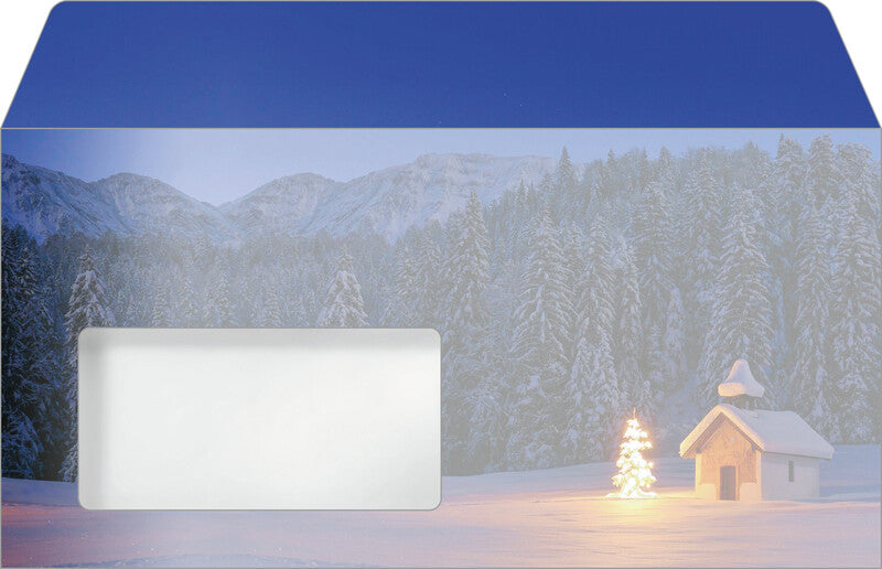 Sigel Weihnachts-Couvert C5/6 Weihnachtskapelle, mehrfarbig, Nassklebung, 90 g/m², mit Innendruck – 50 Stk.