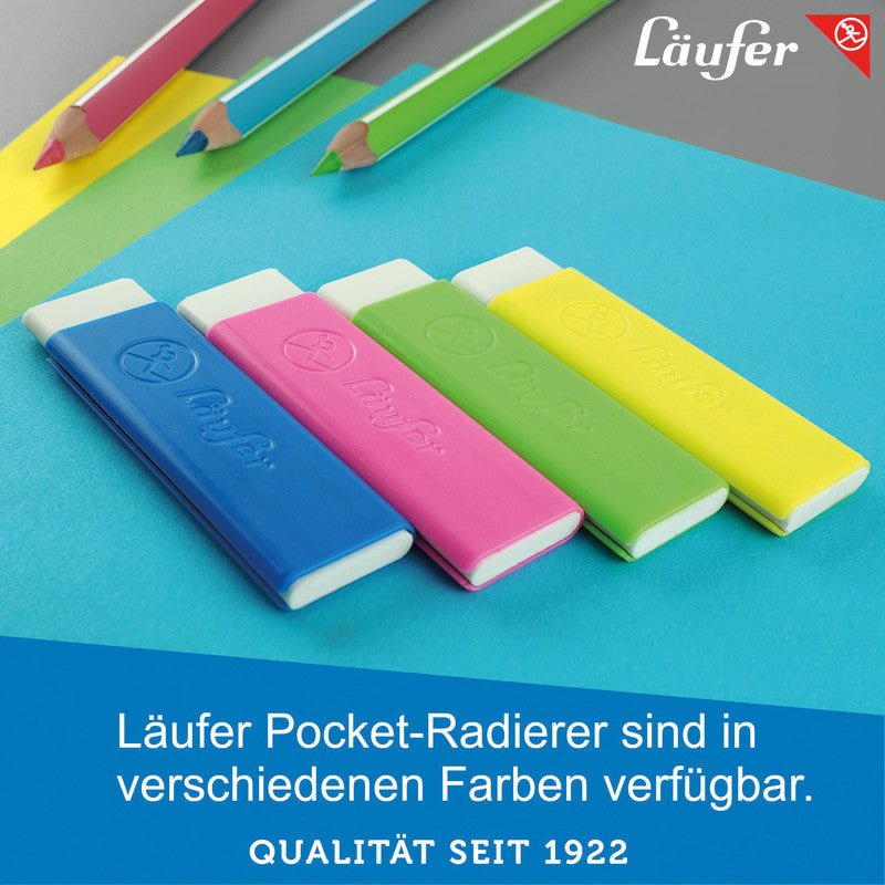 Laufer Radierer – für Bleistifte und Farbstifte – 21 × 71 × 7 mm – blau