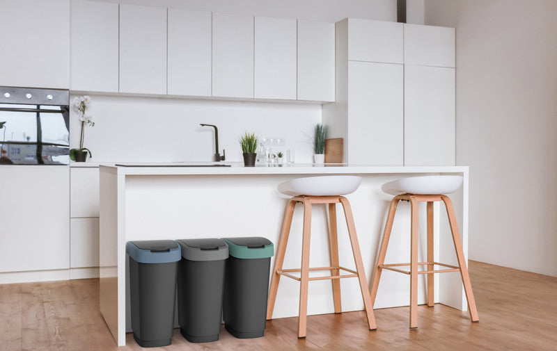 Rotho Abfallcontainer – 10 l – mit Deckel – Kunststoff, Limettengrün – B × H × T 181 × 330 × 248 mm