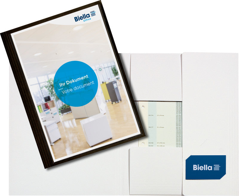 Biella Konferenzmappe – A4, Visitenkartenfach, Karton, Schwarz