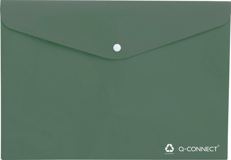 Q-connect Sichtmappe A4 – 172 µm, olive, Kunststoff, Druckknopfverschluss
