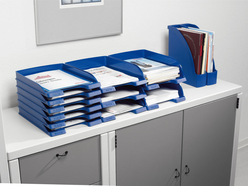Leitz Briefkorb – mit Griffausschnitt, mit Beschriftungsfeld, matt, silber, B 255 × H 70 × T 357 mm