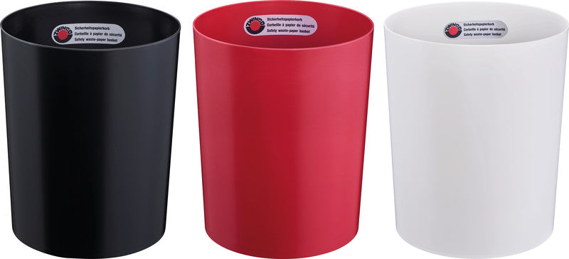Zwingo Sicherheitspapierkorb – 20 l – Kunststoff, Lichtgrau – TÜV – Ø 280 × H 340 mm