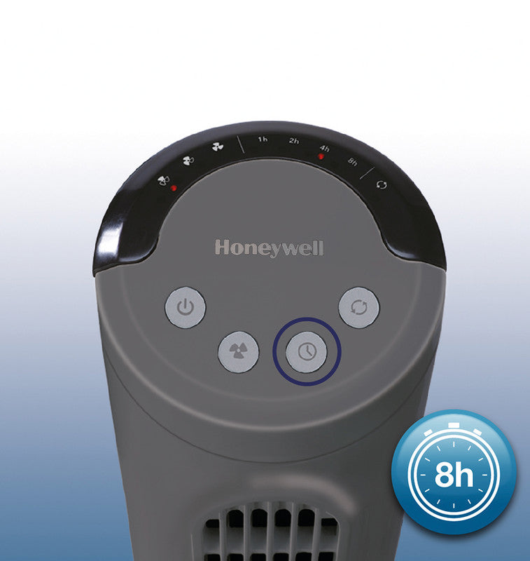 Honeywell Turmventilator Comfort Control HYF1101E4 – 36 W, 8 Stufen, oszillierend, Timer, 282 m³/h, 56 dB, Grau