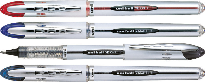 Uni-Ball Vision Elite – Tintenroller, wasserfest, mit Kappe, 0,6 mm, blau, für Linkshänder
