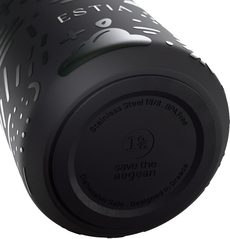 Estia Flow Isolierflasche 500 ml – Doppelwandig 12 h Heiss / 24 h Kalt, Edelstahl, Schraubdeckel, Schwarz