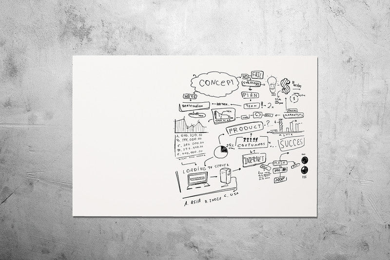 Berec Whiteboard – 88 × 58 cm, Emaille, magnetisch, Aluminiumrahmen, Wandmontage, inkl. Montagesatz