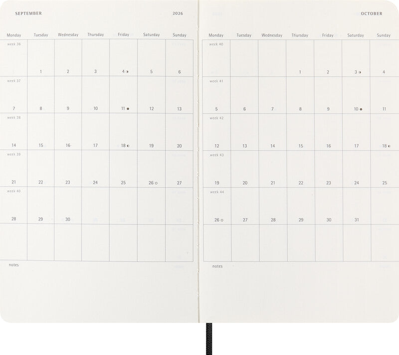 Moleskine Tagesagenda – 1 Tag pro Seite, gebunden, 13 × 21 cm, 2026, 1-Stunden-Takt, schwarz, FSC