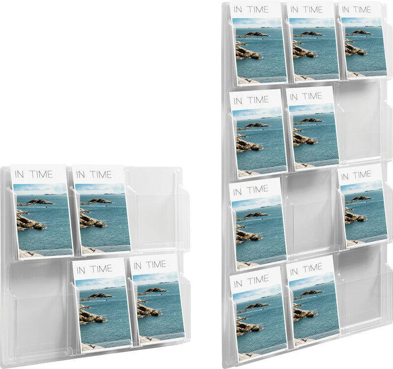 Helit Wandprospekthalter – 583 × 590 mm, transparent, für A5