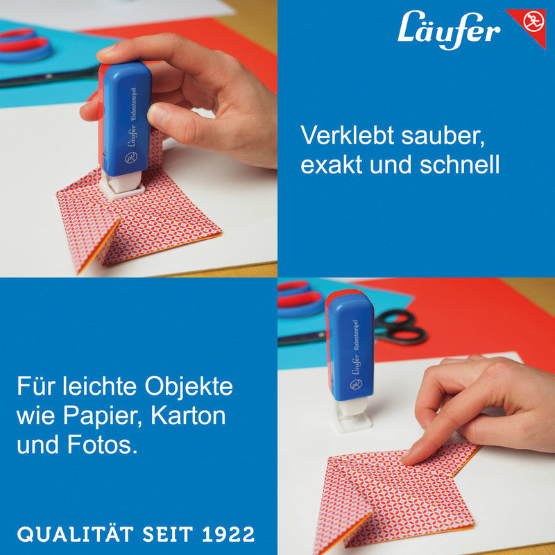 Laufer Klebestempel – permanent, transparent, lösemittelfrei, schnelltrocknend, für Papier, Karton, Fotos