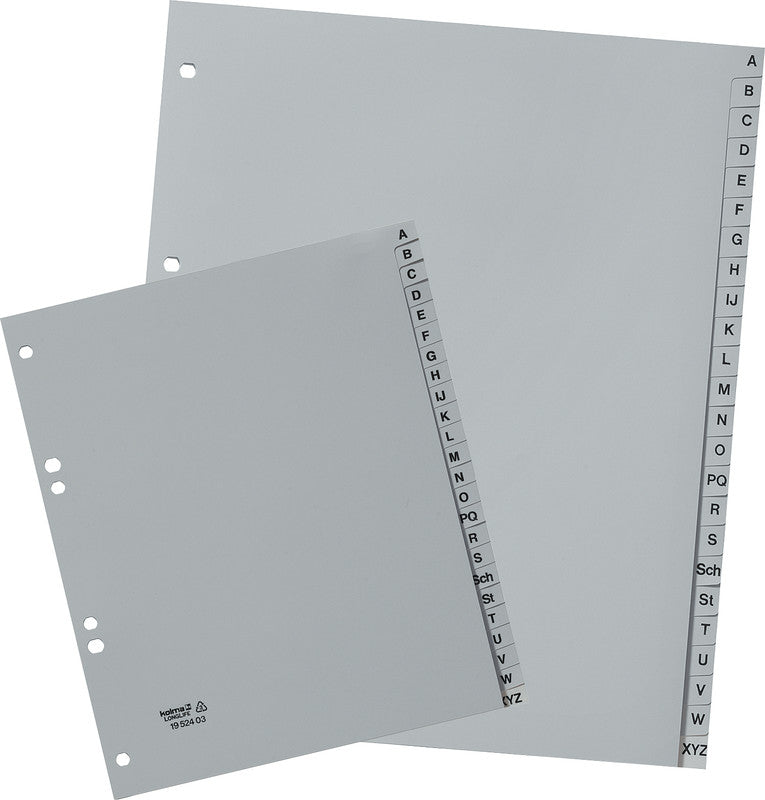 Kolma Register – Vollformat überbreit, 24-teilig, PVC, grau, 4-fach ovale Lochung, für Zeigebuchtaschen