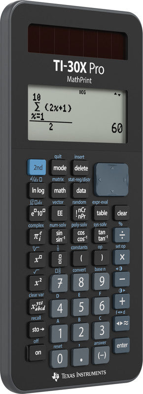Texas Instruments Taschenrechner TI-30X Pro MathPrint – 11-stellig, LCD, Solar + Batterie, 80×184×17 mm