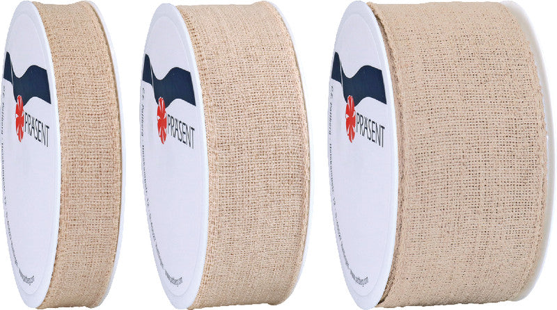 Präsent Geschenkband – Leinen – Braun – 25 mm × 2 m